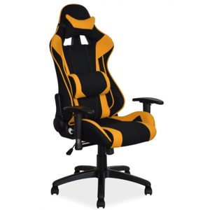 Herní otočná židle VIPER – látka, žlutočerná, nosnost 140 kg