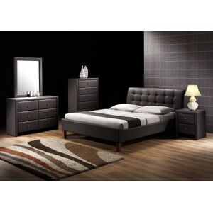 Dvoulůžková postel SAMARA –⁠ 160x200, PU kůže, černá