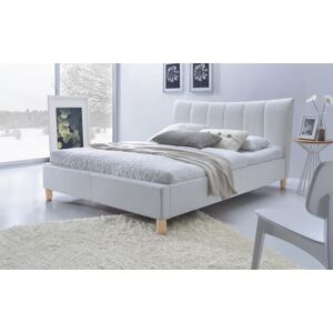 Dvoulůžková postel SANDY –⁠ 160x200, PU kůže, bílá