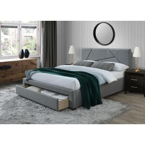 Dvoulůžková postel VALERY –⁠ 160x200, látka, šedá