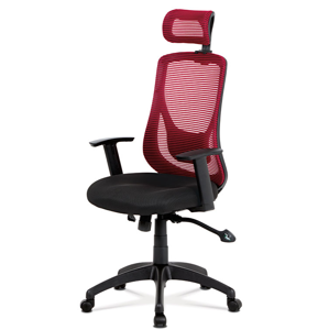 Kancelářská židle na kolečkách SPINE — červená, s bederní opěrkou i podhlavníkem