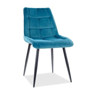 Jídelní židle CHIC — kov, látka, černá / více barev Tyrkysová