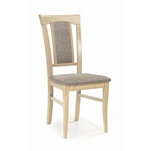 Jídelní židle KONRAD – masiv, látka, více barev dub sonoma / béžovo-hnědá
