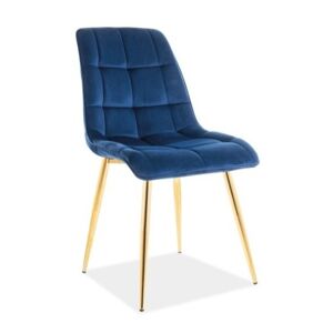 Jídelní židle CHIC — kov, látka, zlatá / více barev Modrá