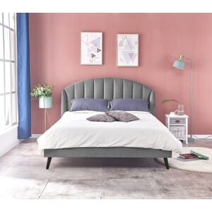 Dvoulůžková postel YOVELLA –⁠ 160x200, látka, šedá