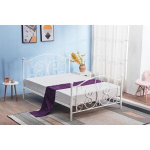 Jednolůžková postel PANAMA — 90x200, kov, bílá