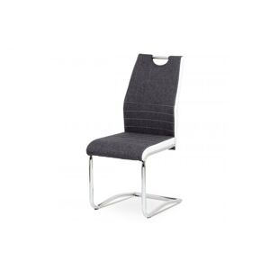 Jídelní židle MANA –⁠ šedá látka + bílá koženka / chrom