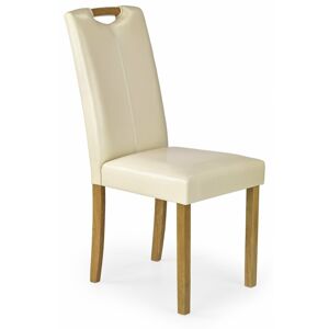 Jídelní židle CARO – masiv, ekokůže, krémová