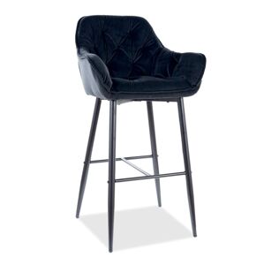 Barová židle CHERRY — kov, látka, černá