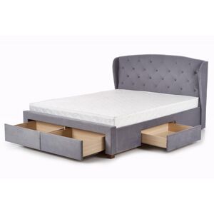 Dvoulůžková postel SABRINA –⁠ 160x200, látka, šedá