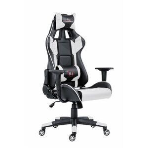 Herní židle REPTILE –  PU kůže, kov, více barev Černá / bílá