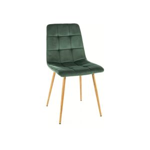 Jídelní židle MILA — kov, látka, dekor dub / více barev Zelená