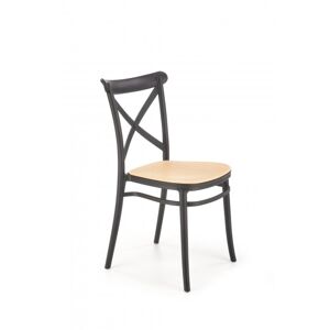 Jídelní židle BRONSON — plast, černá / béžová