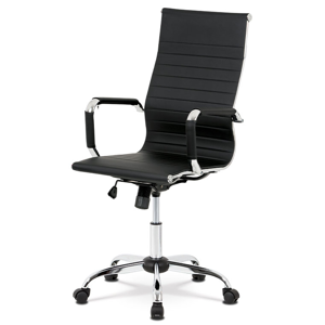 Kancelářská židle na kolečkách JUSTIN – umělá kůže, černá, nosnost 130 kg