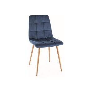Jídelní židle MILA — kov, látka, dekor dub / více barev Modrá