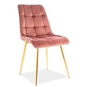 Jídelní židle CHIC — kov, látka, zlatá / více barev Růžová