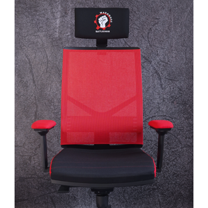 Ergonomická židle v herním designu Warhouse BATTLE RED – látka, červená/černá, nosnost 130 kg